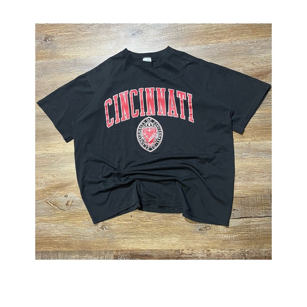 Vintage 80s Cincinnati University Black Graphic Tee‎